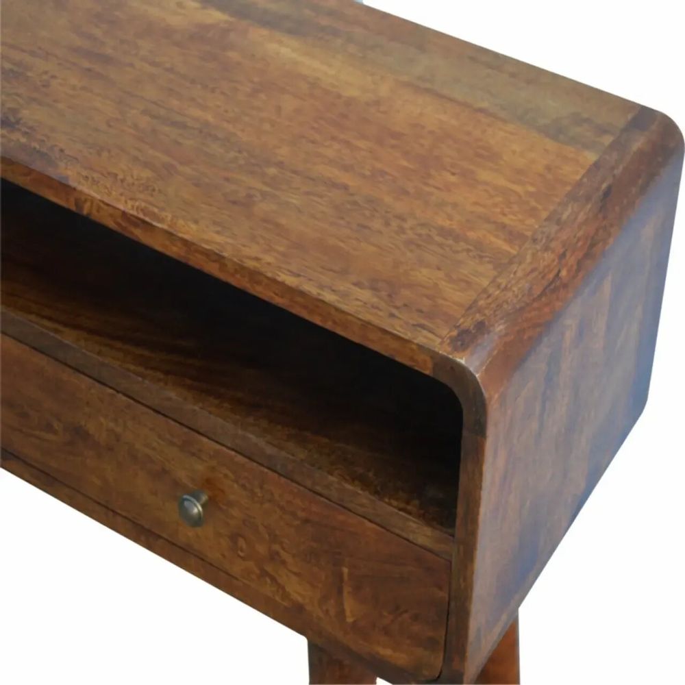 Consoles - Artisan Furniture Console Courbe en Châtaignier, 2 Tiroirs, 1 Fente Ouverte, Marron Foncé - ARTISAN FURNITURE