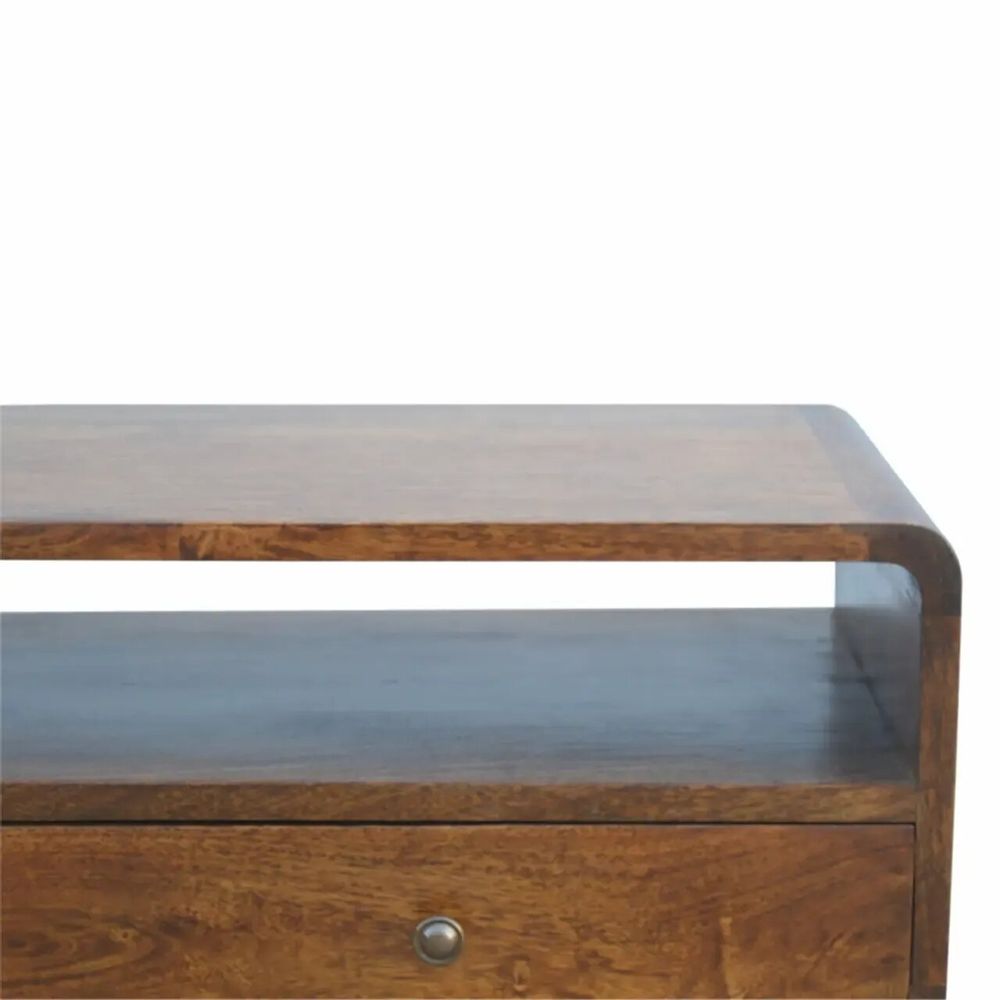 Consoles - Artisan Furniture Console Courbe en Châtaignier, 2 Tiroirs, 1 Fente Ouverte, Marron Foncé - ARTISAN FURNITURE