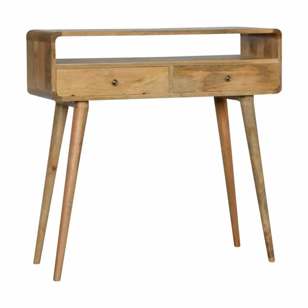 Consoles - Artisan Furniture Console Courbe Oak-ish, 2 Tiroirs et Fente Ouverte, Beige - ARTISAN FURNITURE