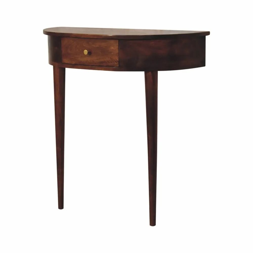 Console table - Artisan Furniture Solid Wood Backless Mounted Chestnut Console, 1 Drawer, Dark Brown - ARTISAN FURNITURE