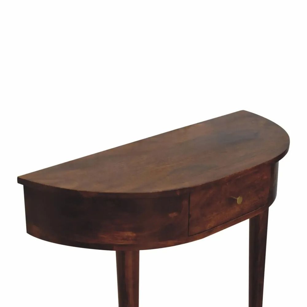 Console table - Artisan Furniture Solid Wood Backless Mounted Chestnut Console, 1 Drawer, Dark Brown - ARTISAN FURNITURE
