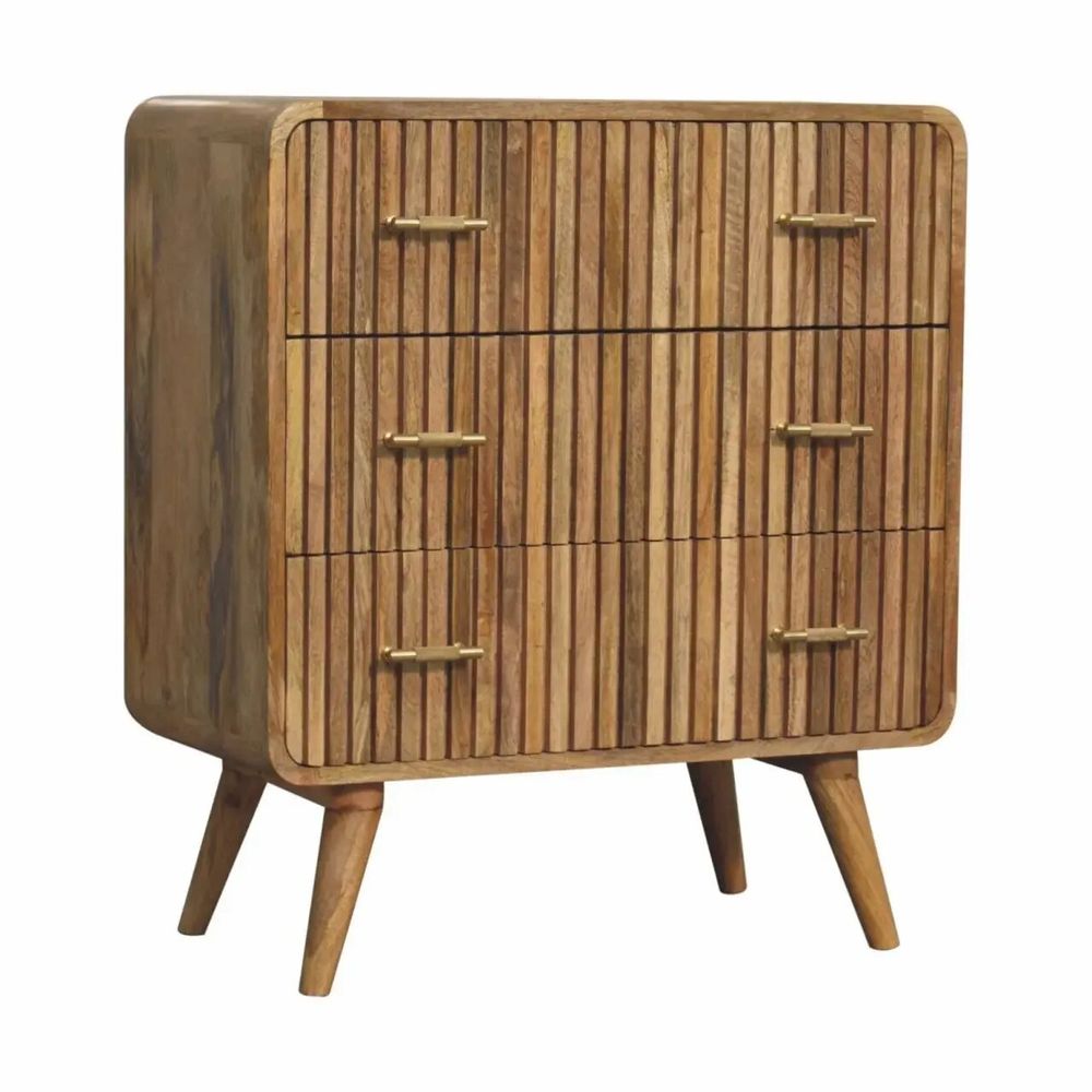 Chiffonniers - Artisan Furniture en bois massif à rainures T-bar Commode, 3 Tiroirs, Marron - ARTISAN FURNITURE
