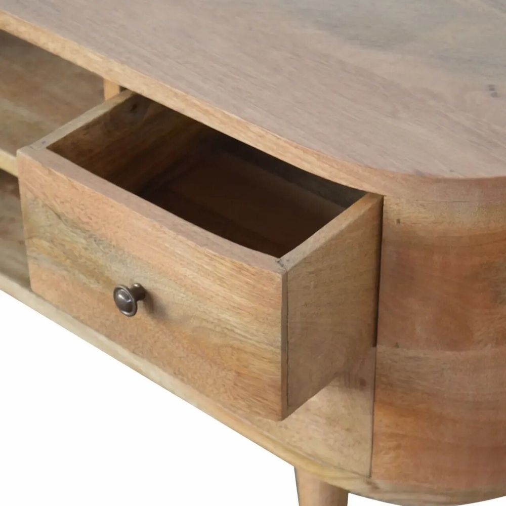 Meubles TV - Artisan Furniture en bois massif Arrondi Meuble TV, 4 Tiroirs, 2 Étagères, Marron - ARTISAN FURNITURE