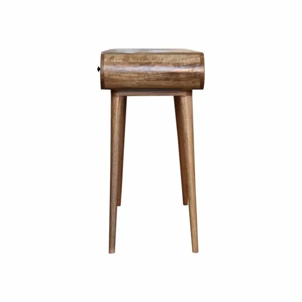 Autres tables  - Artisan Furniture en bois massif Chêne clair Rond Dressing Table, 3 Tiroirs et Pliable Miroir, Beige - ARTISAN FURNITURE