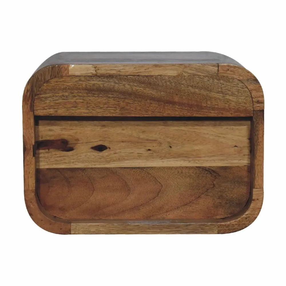 Night tables - Artisan Furniture Solid Wood Oak-ish Floating Open Curve Nightstand, 2 Shelves, Brown - ARTISAN FURNITURE