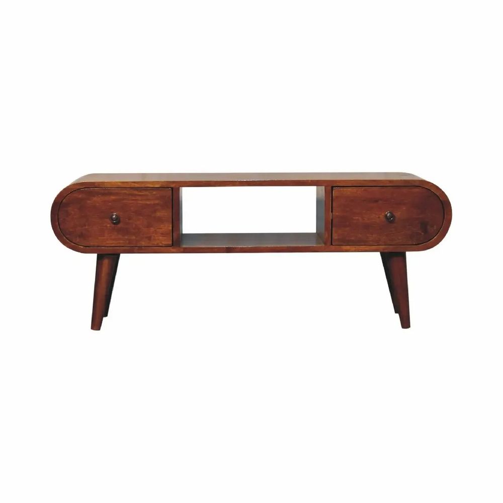 Meubles TV - Artisan Furniture en bois massif Londres Châtaigne TV Stand, 2 Tiroirs, 1 Open Niche, Dark Marron - ARTISAN FURNITURE