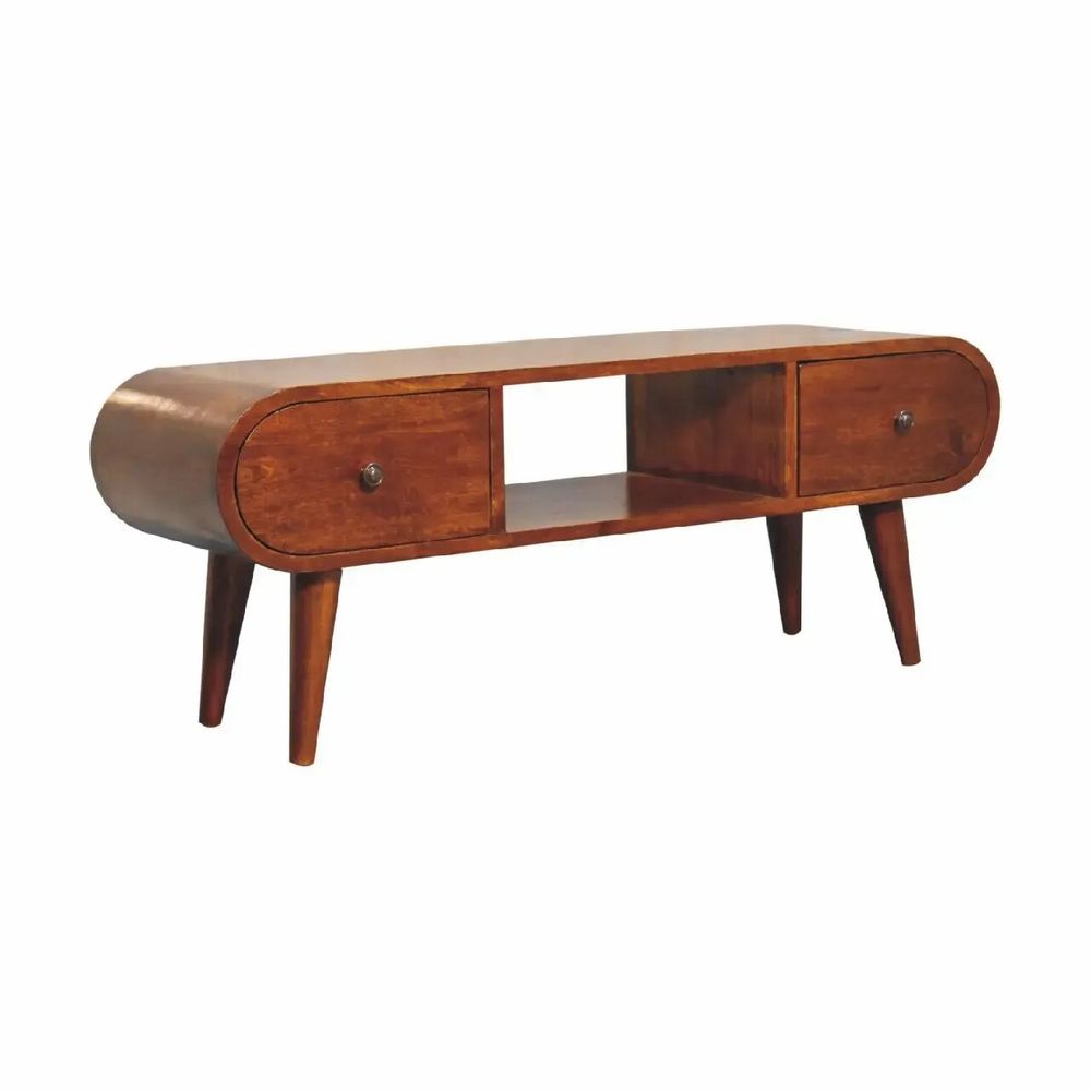 Meubles TV - Artisan Furniture en bois massif Londres Châtaigne TV Stand, 2 Tiroirs, 1 Open Niche, Dark Marron - ARTISAN FURNITURE