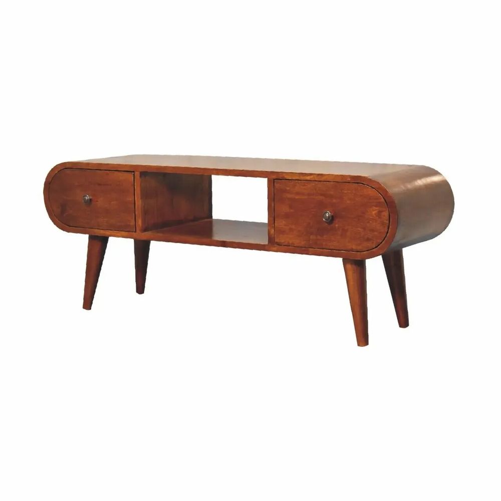 Meubles TV - Artisan Furniture en bois massif Londres Châtaigne TV Stand, 2 Tiroirs, 1 Open Niche, Dark Marron - ARTISAN FURNITURE