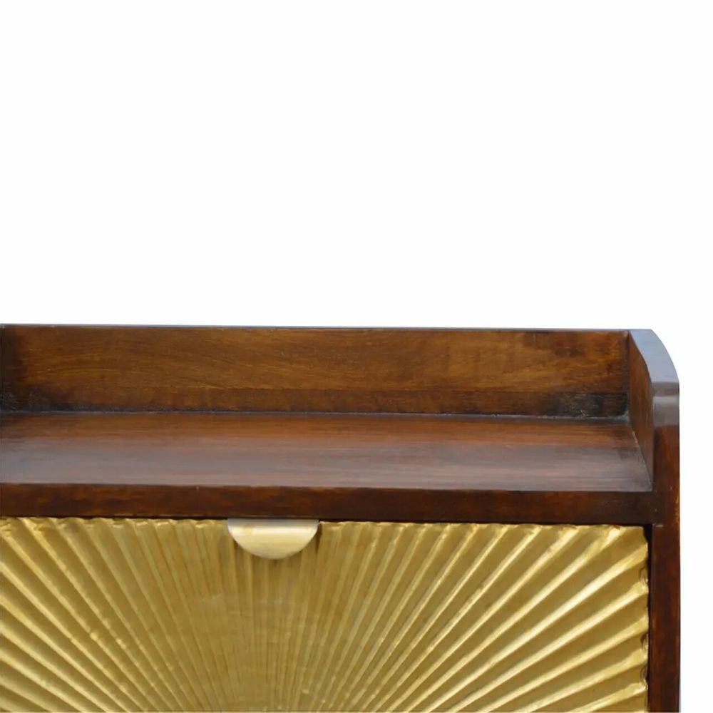 Night tables - Artisan Furniture Solid Wood Manila Gold One Drawer Nightstand, 1 Shelf, Darl Brown & Golden - ARTISAN FURNITURE