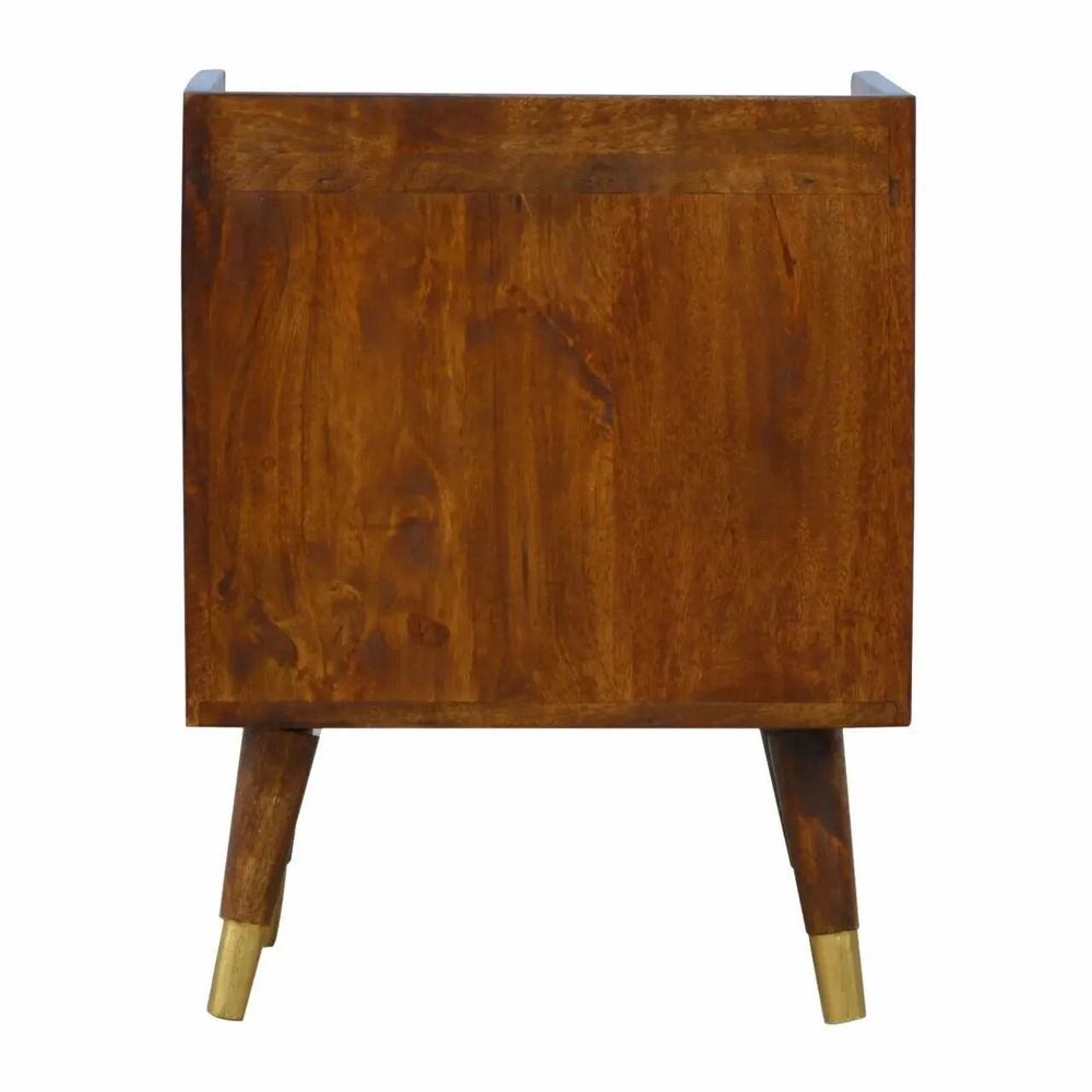 Night tables - Artisan Furniture Solid Wood Manila Gold One Drawer Nightstand, 1 Shelf, Darl Brown & Golden - ARTISAN FURNITURE