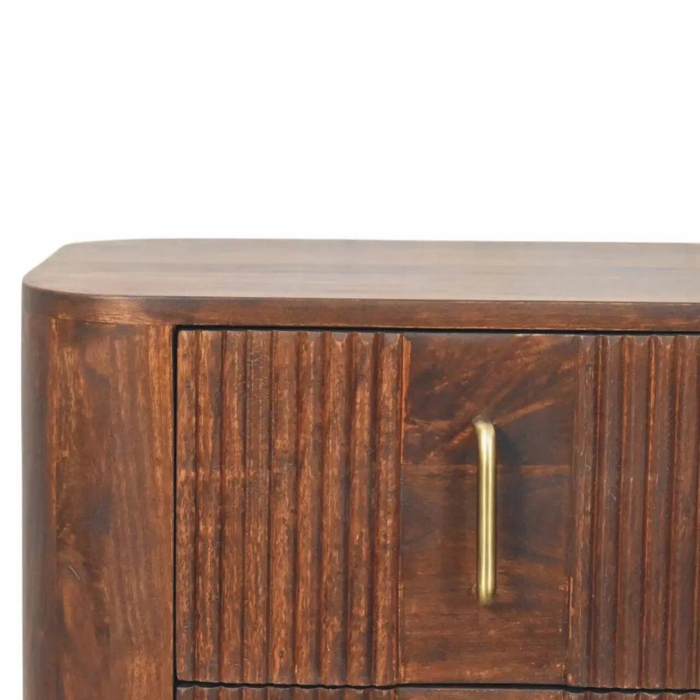 Night tables - Artisan Furniture Solid Wood Marlowe Fluted Nightstand, 2 Drawers, Dark Brown - ARTISAN FURNITURE