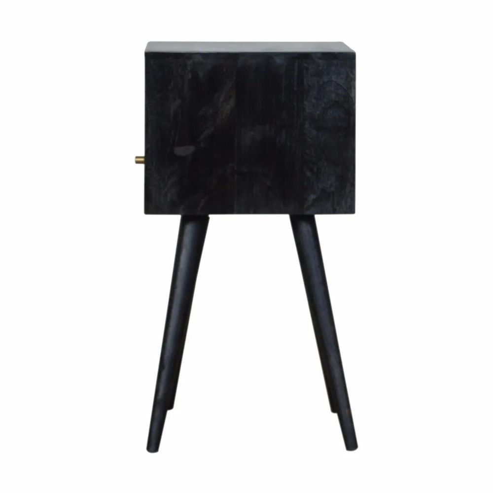 Night tables - Artisan Furniture Solid Wood Mini Ash Black Nightstand, 1 Drawer, 1 Open Slot, Ash Black - ARTISAN FURNITURE