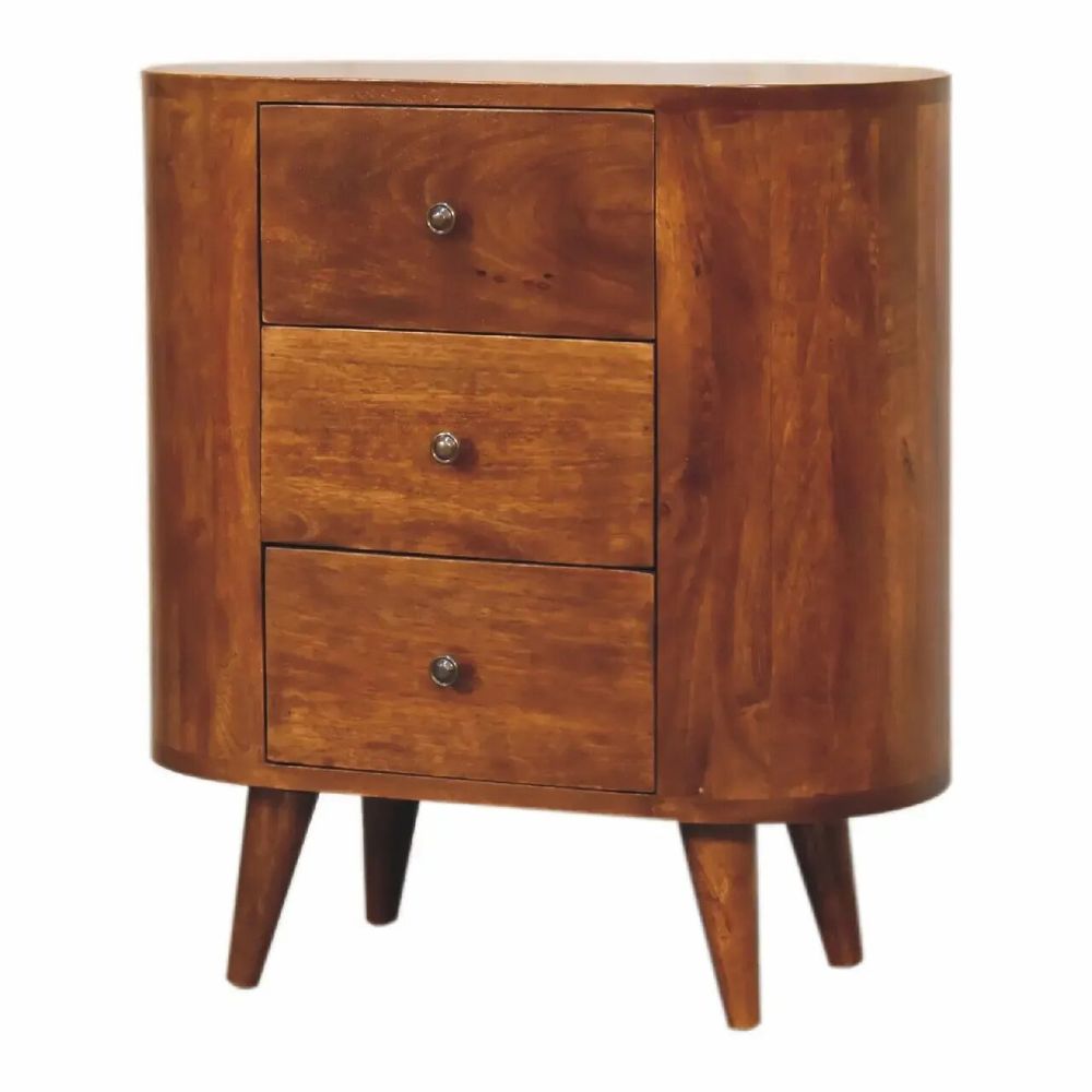 Buffets - Artisan Furniture en bois massif Mini Châtaigne Armoire, 3 Tiroirs, Dark Marron - ARTISAN FURNITURE