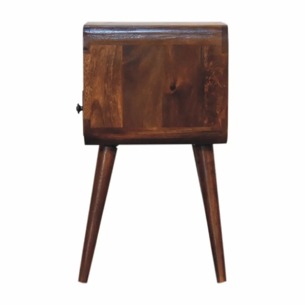 Tables de nuit - Artisan Furniture en bois massif Mini Châtaigne Courbe Open Table de chevet, 1 Tiroir and Open Étagère, Dark Marron - ARTISAN FURNITURE