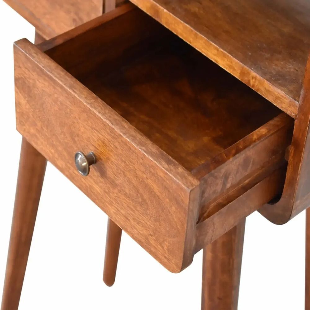 Consoles - Artisan Furniture en bois massif Mini Châtaigne Console, 2 Tiroirs and Open Niche, Dark Marron - ARTISAN FURNITURE