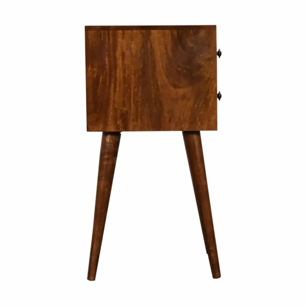 Tables de nuit - Artisan Furniture en bois massif Mini Châtaigne Table de chevet, 2 Tiroirs, Dark Marron - ARTISAN FURNITURE