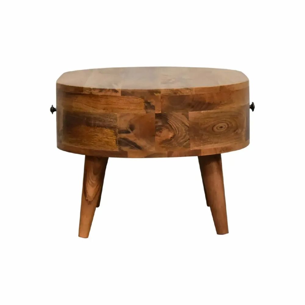 Tables basses - Artisan Furniture en bois massif Mini Chêne clair Arrondi Table basse, 2 Tiroirs, Marron - ARTISAN FURNITURE