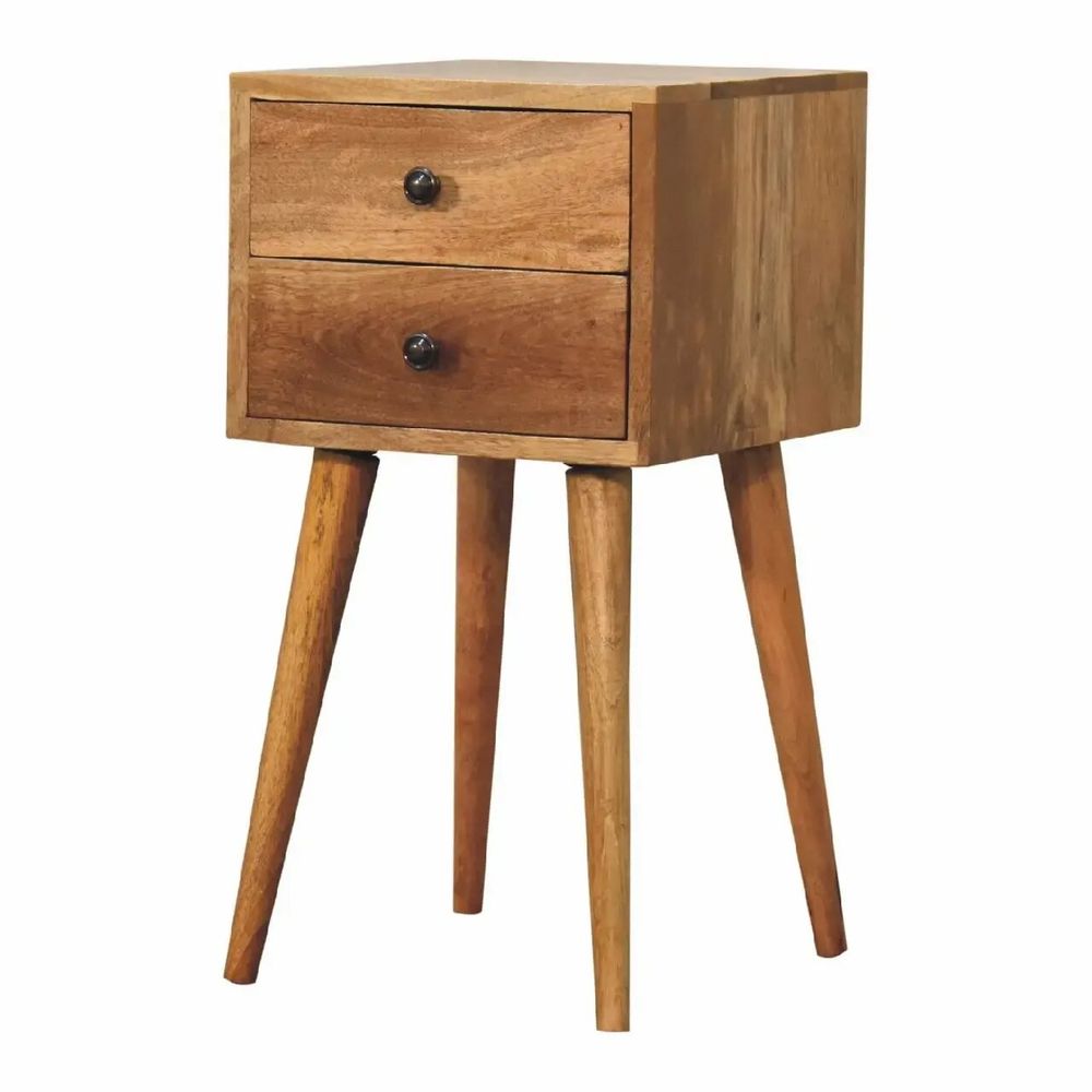Tables de nuit - Artisan Furniture en bois massif Mini Chêne clair Table de chevet, 2 Tiroirs, Beige - ARTISAN FURNITURE