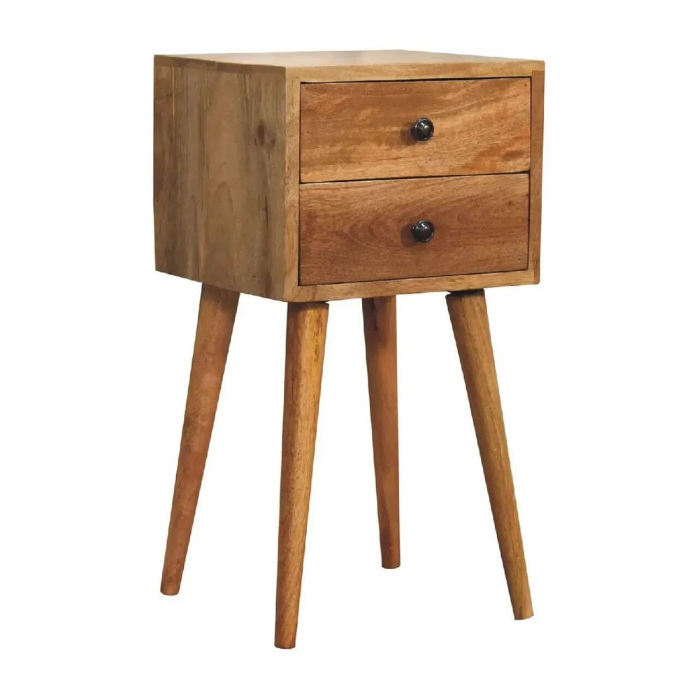 Tables de nuit - Artisan Furniture en bois massif Mini Chêne clair Table de chevet, 2 Tiroirs, Beige - ARTISAN FURNITURE