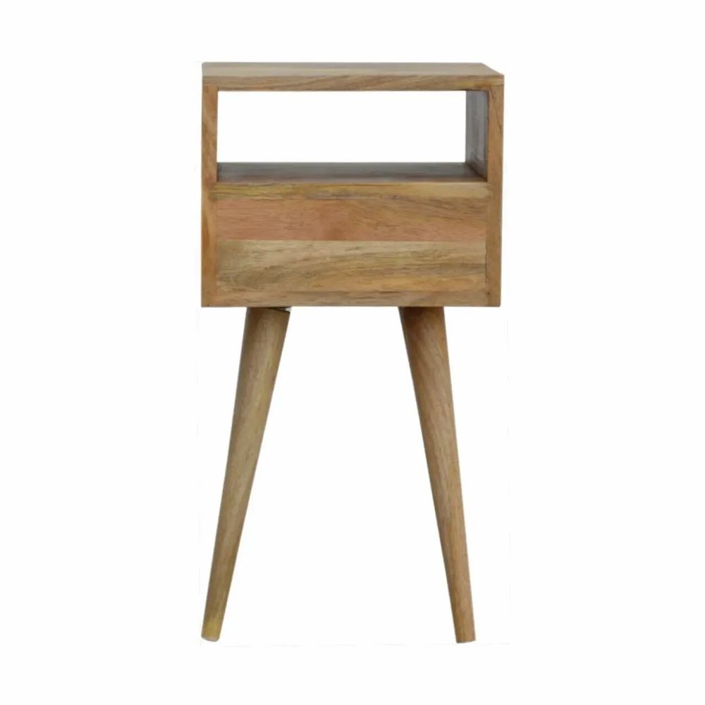 Tables de nuit - Artisan Furniture en bois massif Mini Chêne clair Table de chevet, 1 Tiroir et Niche ouverte, Beige - ARTISAN FURNITURE