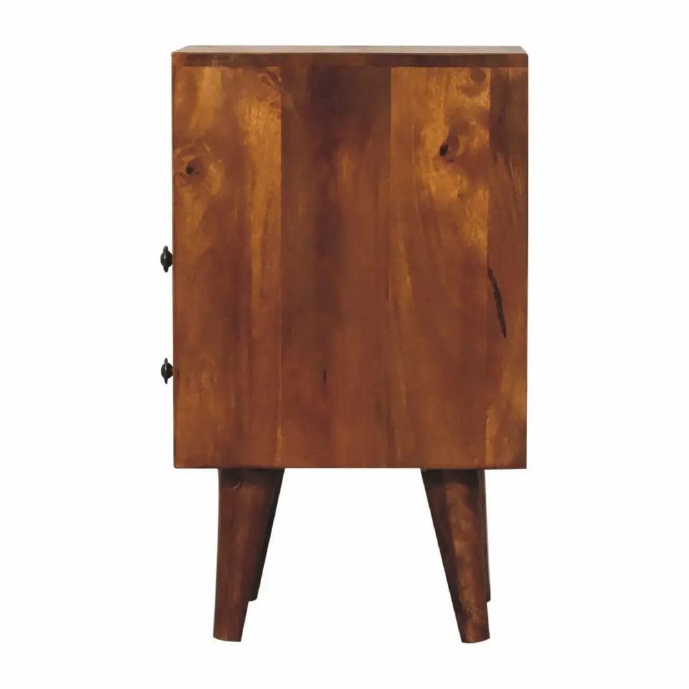 Night tables - Artisan Furniture Solid Wood Mini Classic Chestnut Nightstand, 2 Drawers and Open Slot, Dark Brown - ARTISAN FURNITURE