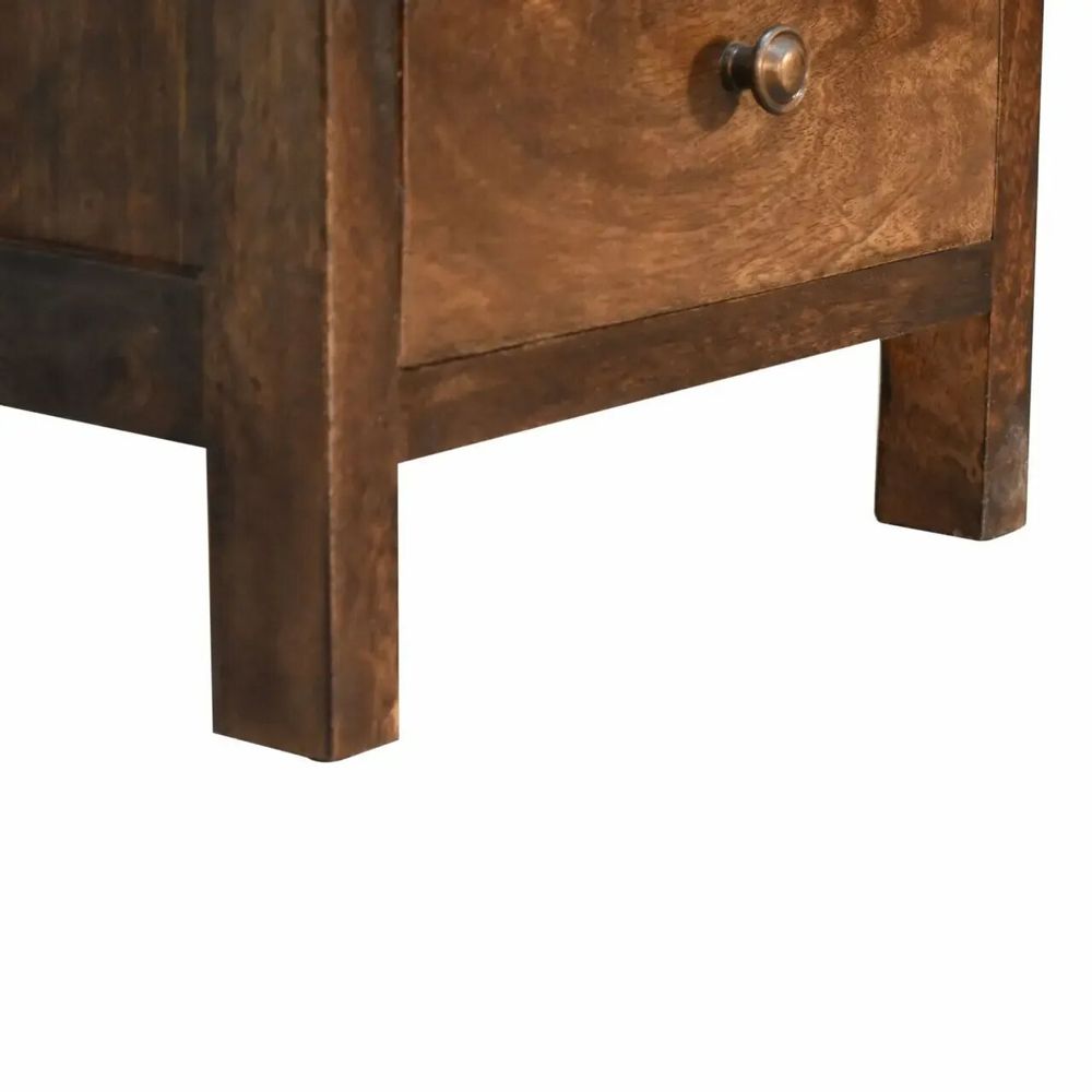 Night tables - Artisan Furniture Solid Wood Mini Classic Grey Country Nightstand, 3 Drawers, Dark Brown - ARTISAN FURNITURE