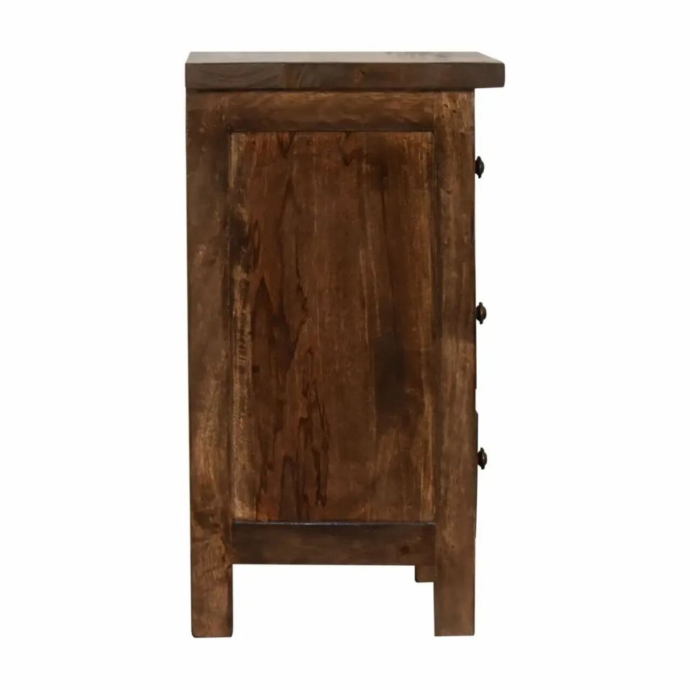 Night tables - Artisan Furniture Solid Wood Mini Classic Grey Country Nightstand, 3 Drawers, Dark Brown - ARTISAN FURNITURE
