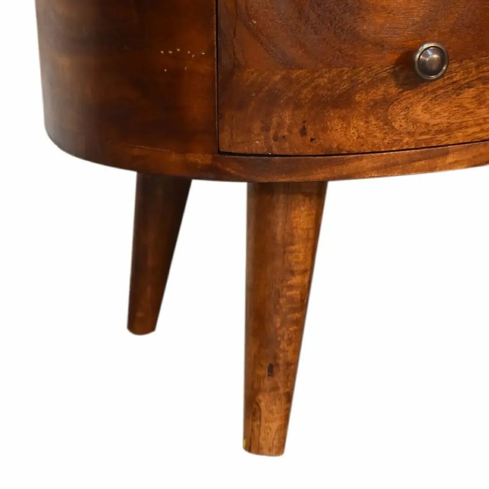 Tables basses - Artisan Furniture en bois massif Mini Commodenut Ondulé Table basse, 1 Tiroir et Niche ouverte, Marron Foncé - ARTISAN FURNITURE