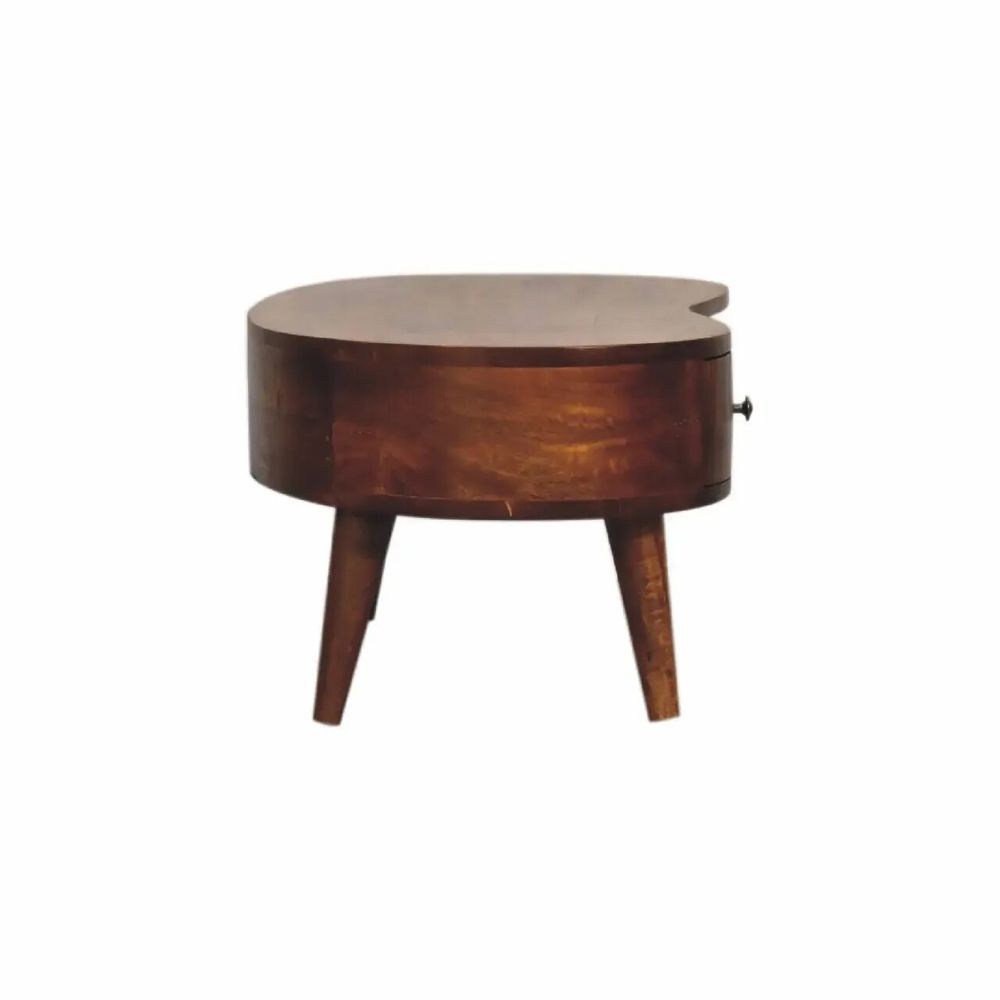 Tables basses - Artisan Furniture en bois massif Mini Commodenut Ondulé Table basse, 1 Tiroir et Niche ouverte, Marron Foncé - ARTISAN FURNITURE