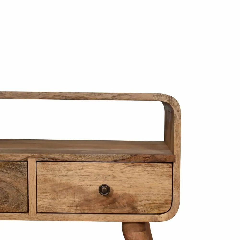 Meubles TV - Artisan Furniture en bois massif Mini Courbé Chêne clair Meuble TV, 2 Tiroirs et Niche ouverte, Marron - ARTISAN FURNITURE
