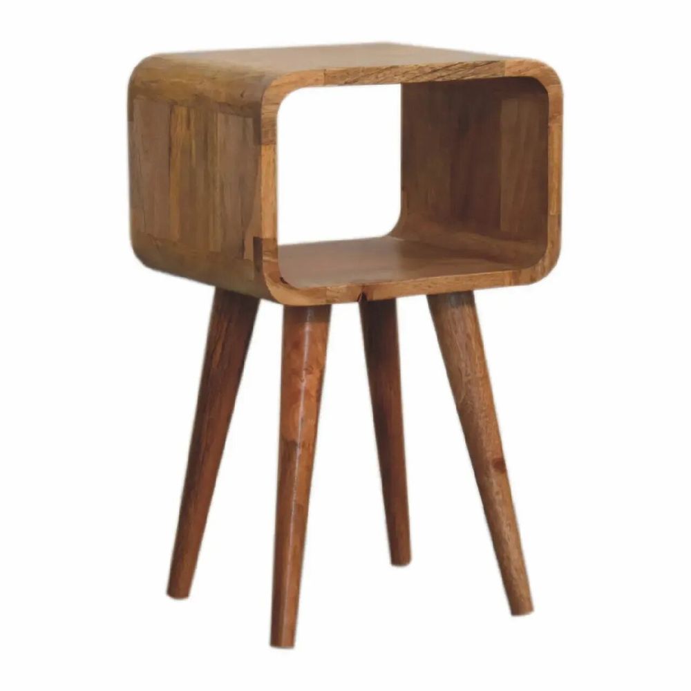 Tables de nuit - Artisan Furniture en bois massif Mini Courbé Ouvert Table de chevet, Niche ouverte, Marron Clair - ARTISAN FURNITURE