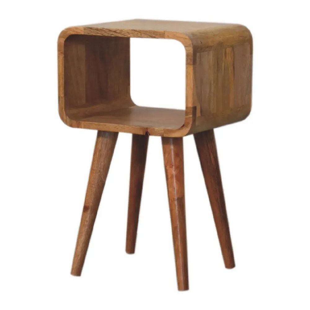Tables de nuit - Artisan Furniture en bois massif Mini Courbé Ouvert Table de chevet, Niche ouverte, Marron Clair - ARTISAN FURNITURE