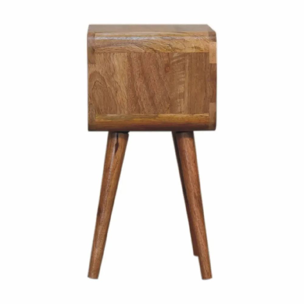 Tables de nuit - Artisan Furniture en bois massif Mini Courbé Ouvert Table de chevet, Niche ouverte, Marron Clair - ARTISAN FURNITURE