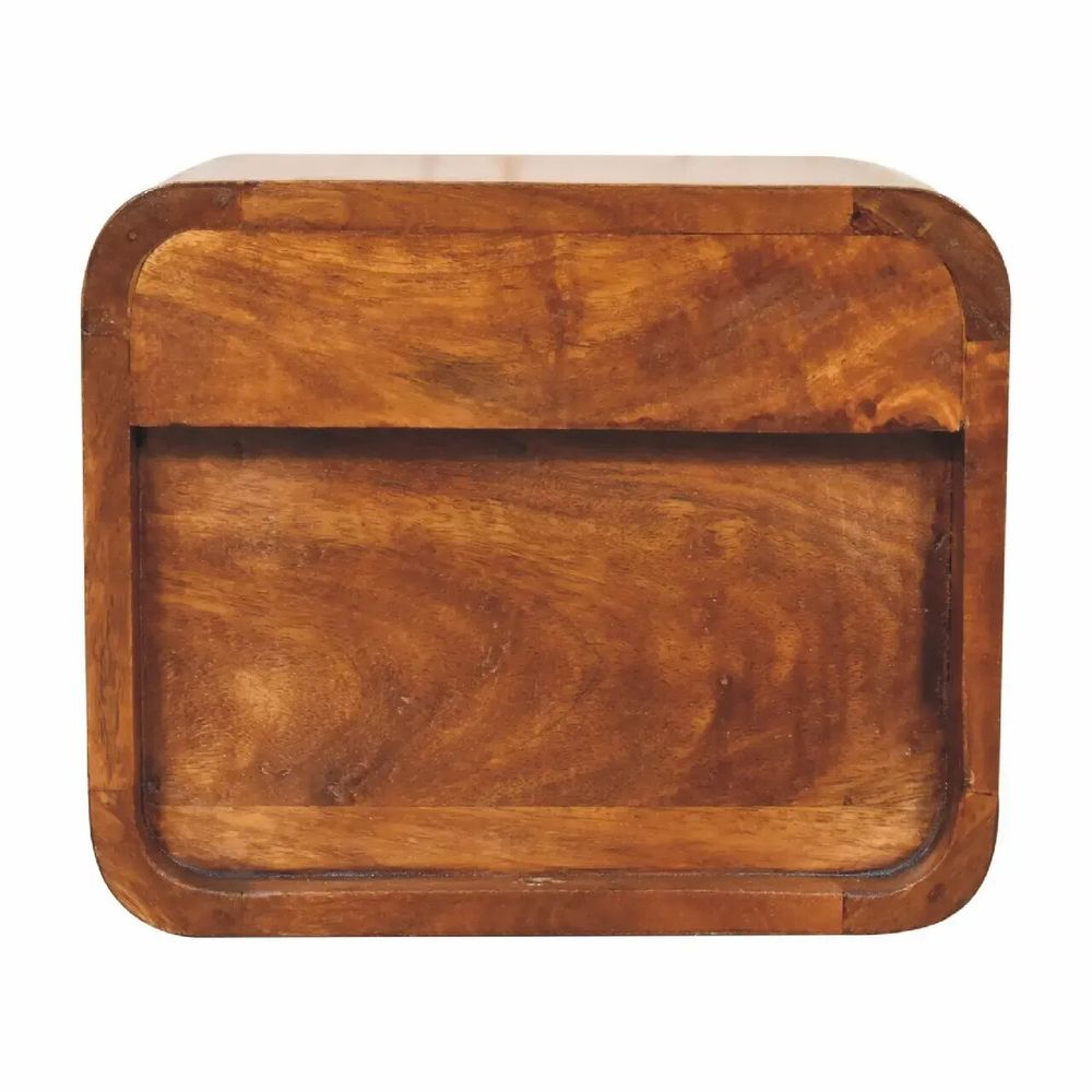 Tables de nuit - Artisan Furniture en bois massif Mini Courbe Suspendu Table de chevet, 1 Tiroir et Niche ouverte, Marron Foncé - ARTISAN FURNITURE