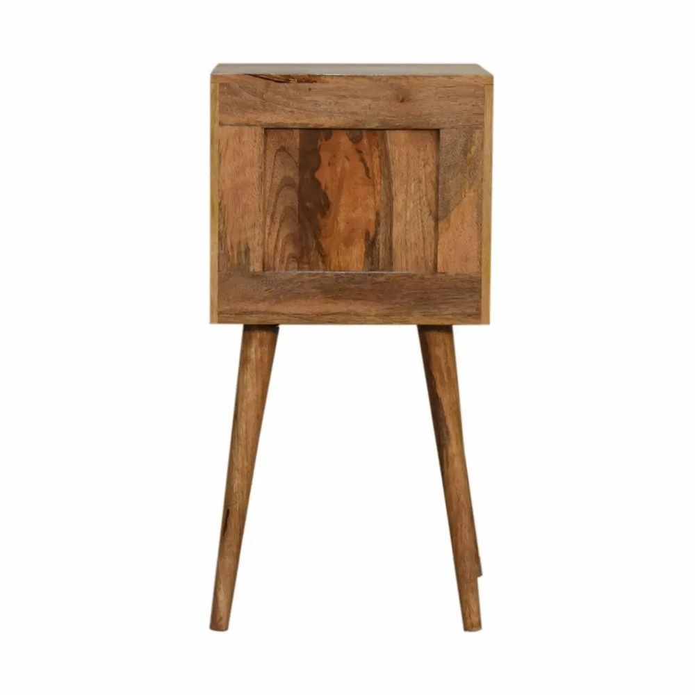 Tables de nuit - Artisan Furniture en bois massif Mini Cube Carved 2 Tiroir Table de chevet, Marron - ARTISAN FURNITURE