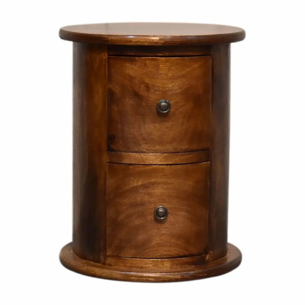 Chiffonniers - Artisan Furniture en bois massif Mini Drum Commode, 2 Tiroirs, Commodenut, Marron - ARTISAN FURNITURE