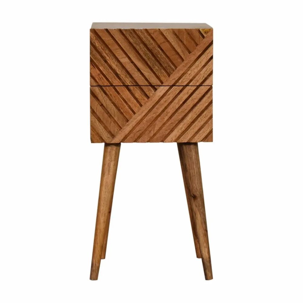 Night tables - Artisan Furniture Solid Wood Mini Lillie Nightstand, 2 Drawers, Brown - ARTISAN FURNITURE
