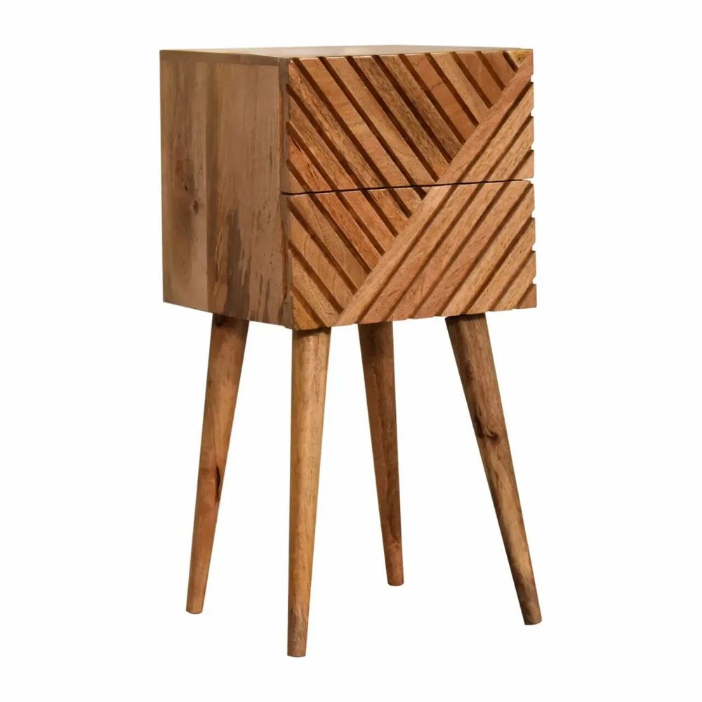 Night tables - Artisan Furniture Solid Wood Mini Lillie Nightstand, 2 Drawers, Brown - ARTISAN FURNITURE
