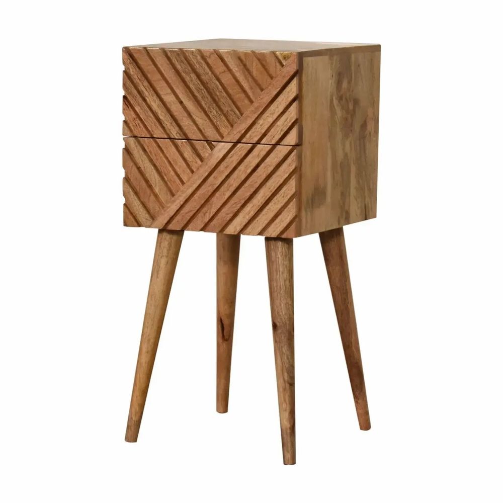 Night tables - Artisan Furniture Solid Wood Mini Lillie Nightstand, 2 Drawers, Brown - ARTISAN FURNITURE