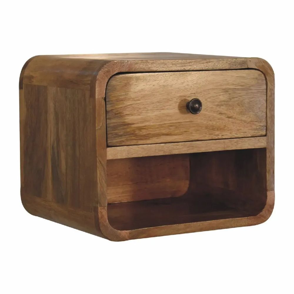 Tables de nuit - Artisan Furniture en bois massif Mini Suspendu Ouvert Table de chevet, 1 Tiroir et 1 Niche ouverte, Chêne clair, Marron - ARTISAN FURNITURE