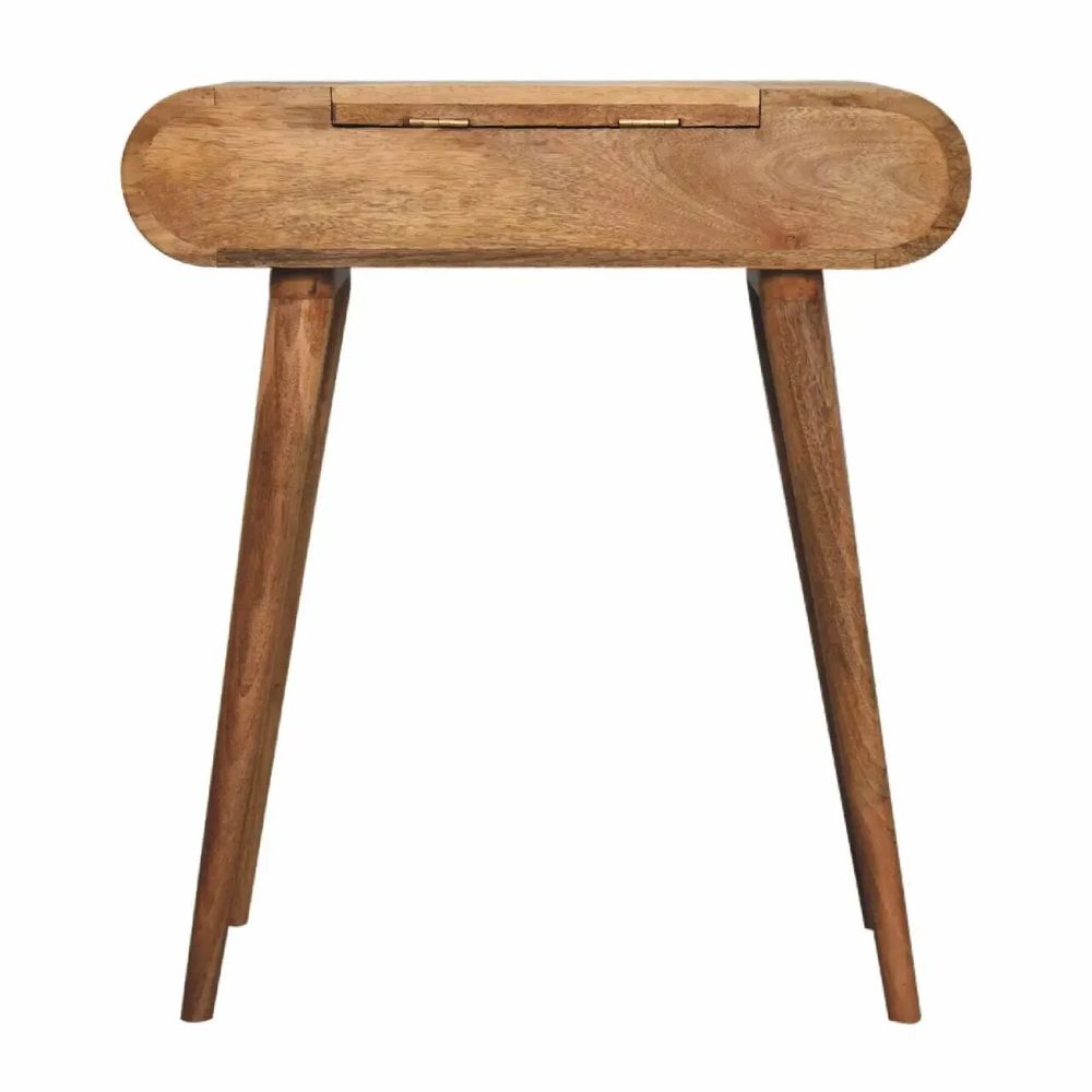 Autres tables  - Artisan Furniture en bois massif Mini Rond Dressing Table, 1 Tiroir avec Rangement Compartments, Pieds nordiques, Chêne clair, Marron - ARTISAN FURNITURE