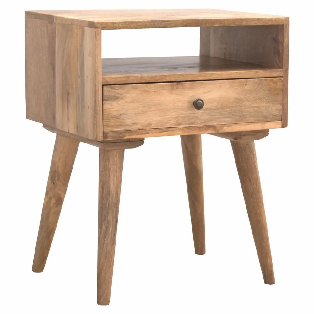 Tables de nuit - Artisan Furniture en bois massif Modern Table de chevet, 1 Tiroir et Niche ouverte, Beige - ARTISAN FURNITURE