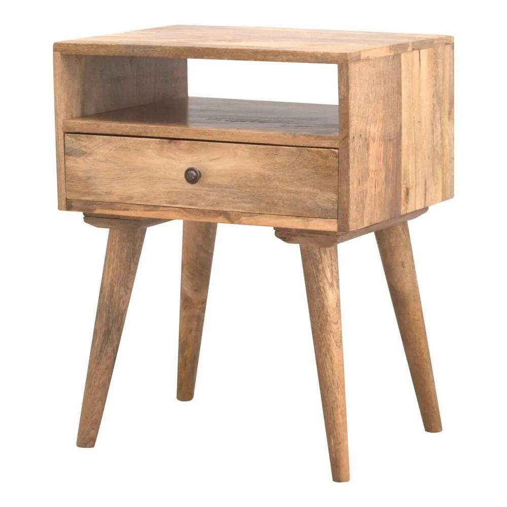 Tables de nuit - Artisan Furniture en bois massif Modern Table de chevet, 1 Tiroir et Niche ouverte, Beige - ARTISAN FURNITURE