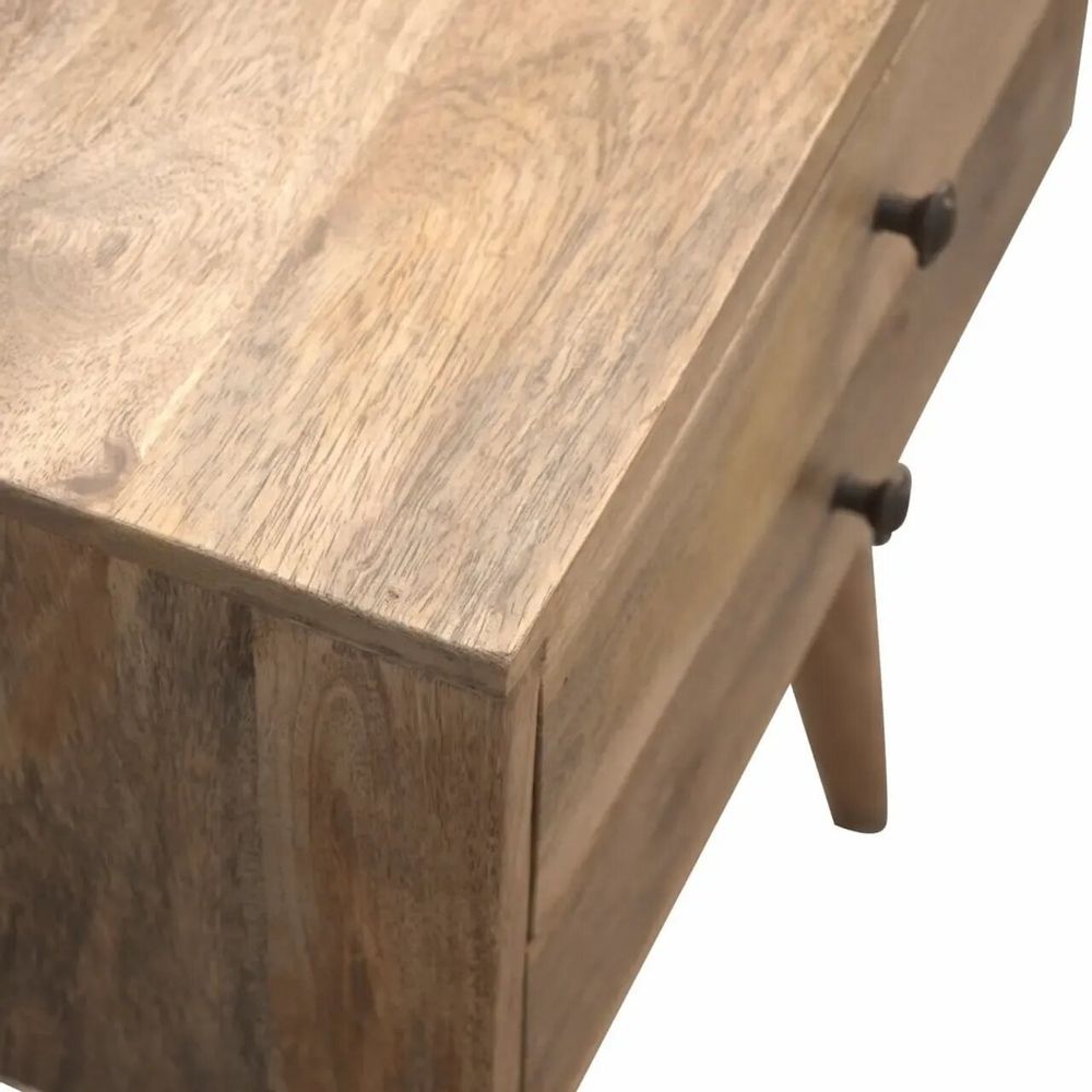 Tables de nuit - Artisan Furniture en bois massif Modern Table de chevet, 2 Tiroirs, Pieds nordiques, Chêne clair, Marron - ARTISAN FURNITURE