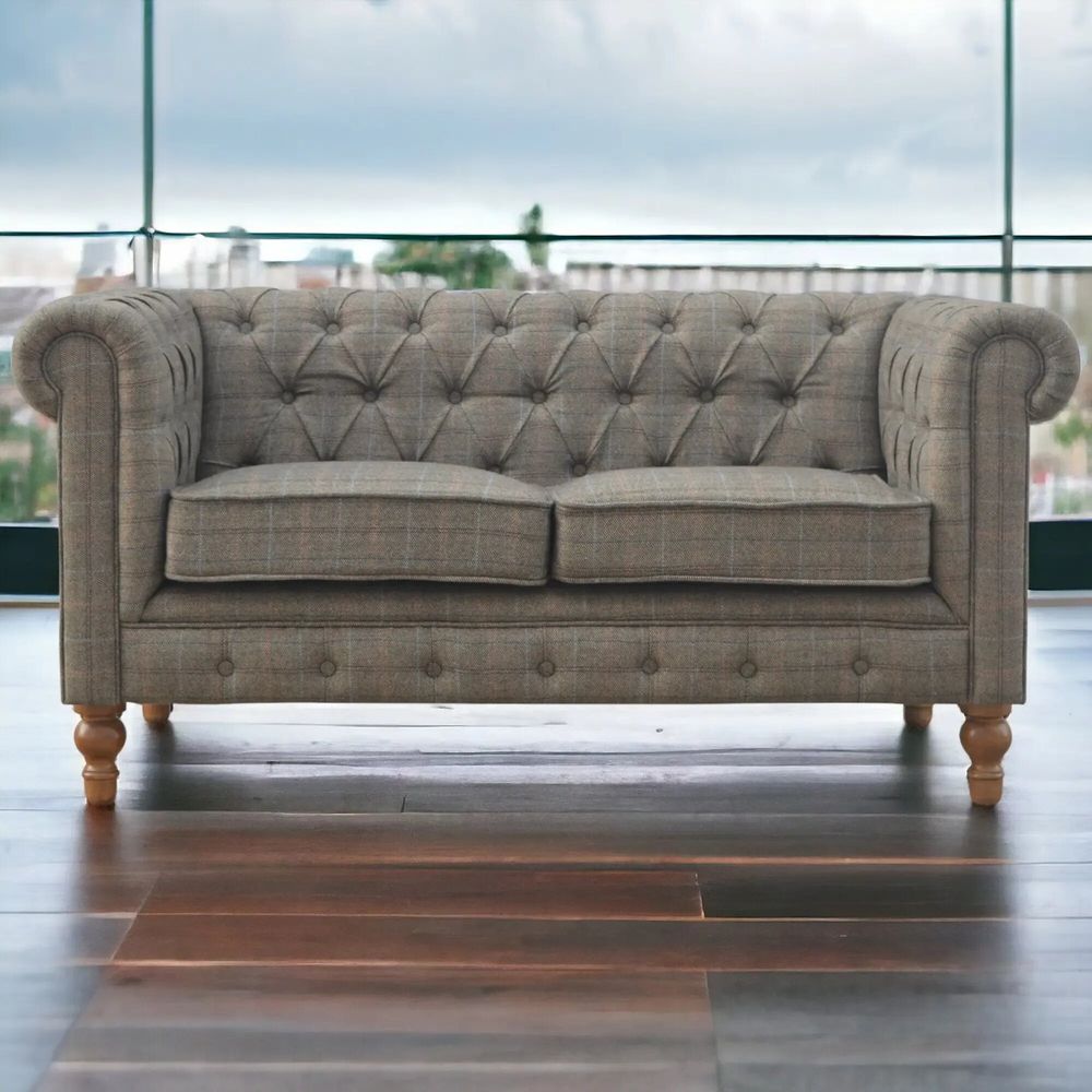 Canapés - Artisan Furniture en bois massif Multi Tweed 2 Seat Commodeerfield, Rembourré, Gris et Marron - ARTISAN FURNITURE