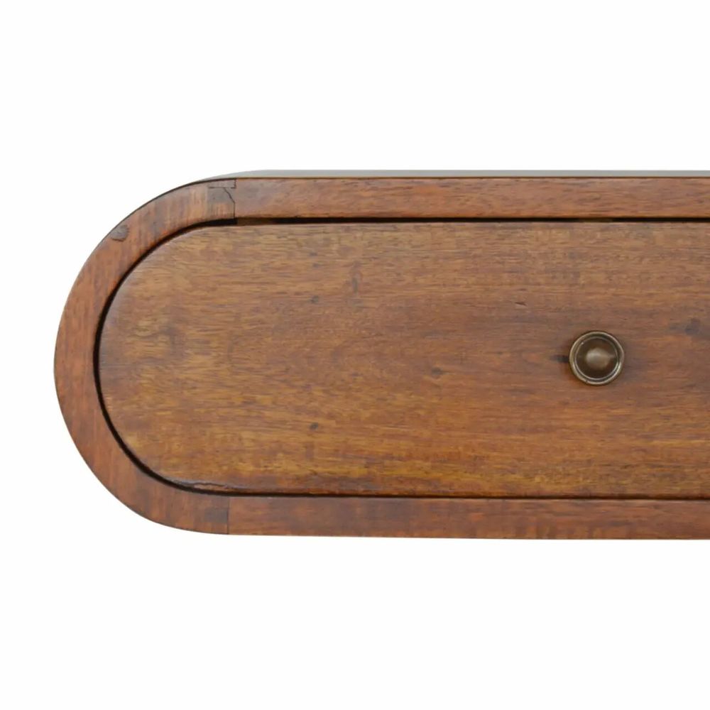 Night tables - Artisan Furniture Solid Wood Wall Mounted Round Chestnut Nightstand, 1 Drawer, Dark Brown - ARTISAN FURNITURE