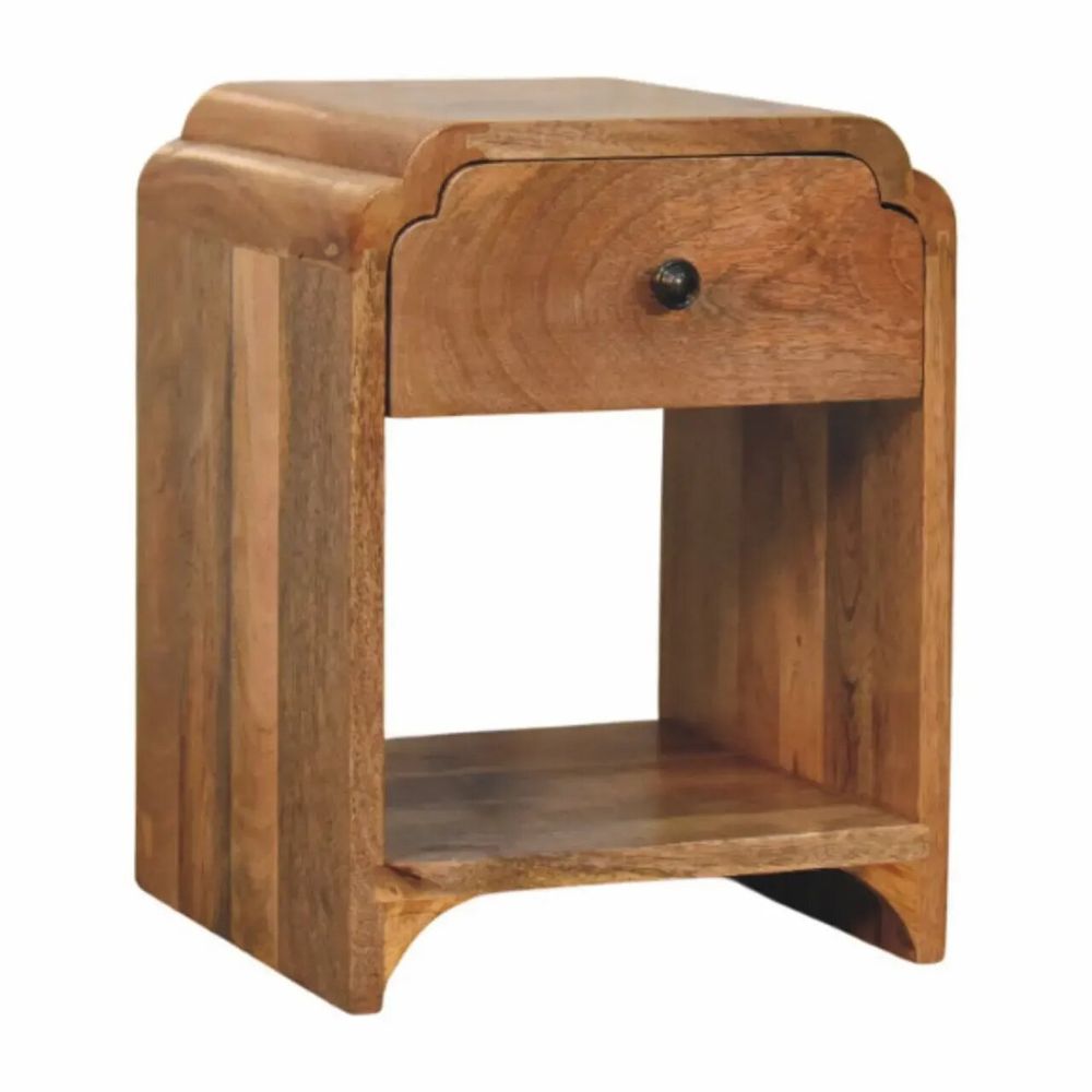 Night tables - Artisan Furniture Solid Wood Newton Mini Oak-ish Nightstand with a drawer and open shelf, Brown - ARTISAN FURNITURE