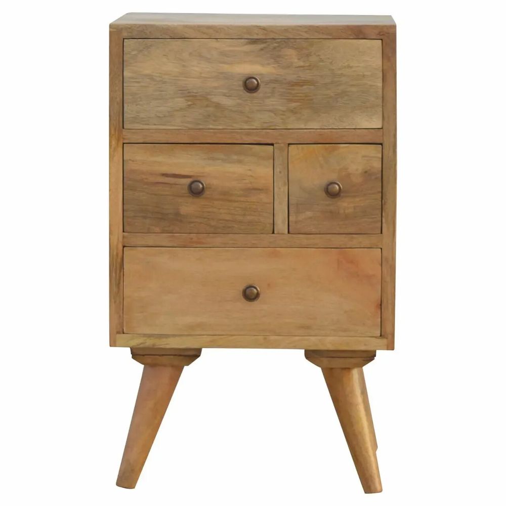 Night tables - Artisan Furniture Solid Wood Wall Mounted Rounded Nightstand, 4 Drawers, Light Brown - ARTISAN FURNITURE