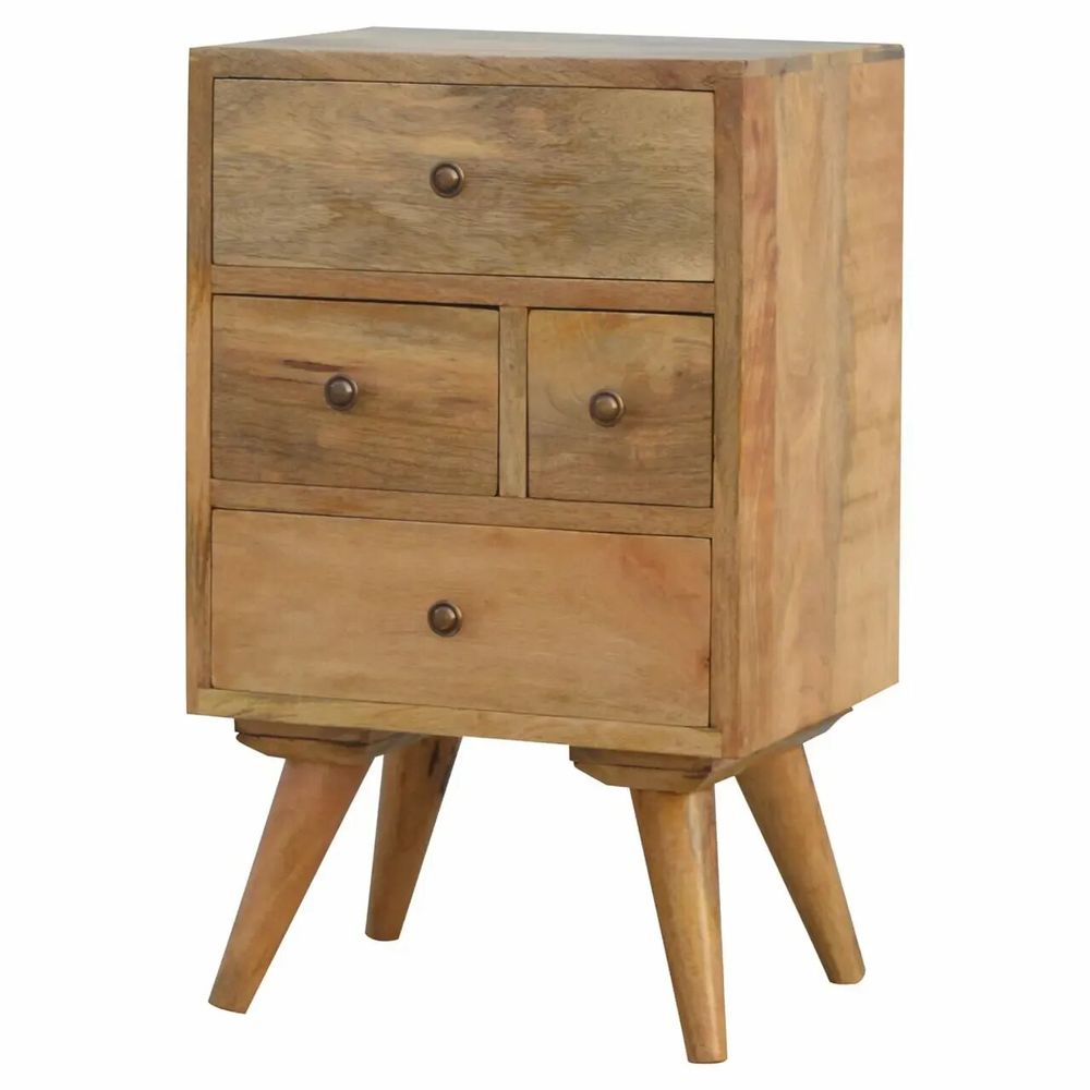 Night tables - Artisan Furniture Solid Wood Wall Mounted Rounded Nightstand, 4 Drawers, Light Brown - ARTISAN FURNITURE