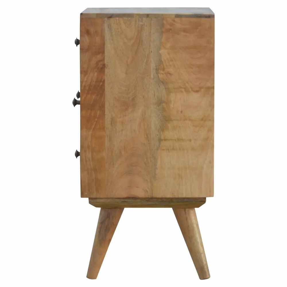 Night tables - Artisan Furniture Solid Wood Wall Mounted Rounded Nightstand, 4 Drawers, Light Brown - ARTISAN FURNITURE